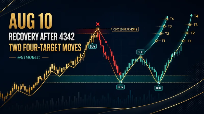 XAUUSD August 10: Recovery After 4342, Then Two Four-Target Moves