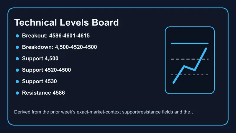 Technical levels board for the weekly gold forecast