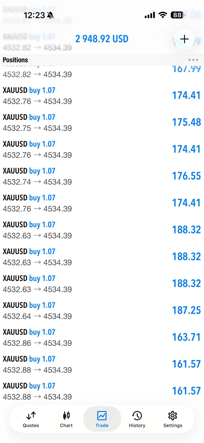June 2 first buy proof screenshot from the early move.