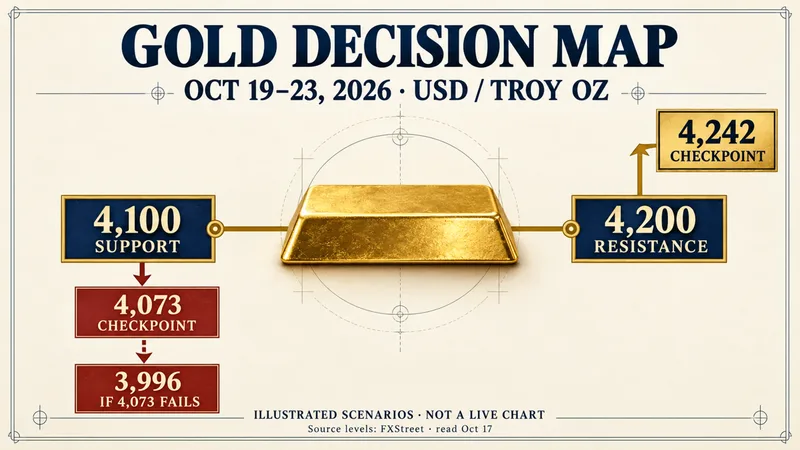 Conditional gold decision map for October 19–23, 2026, with $4,200 resistance and $4,100 support
