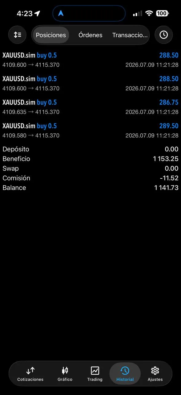 Member feedback screenshot reacting to the public gold trade.
