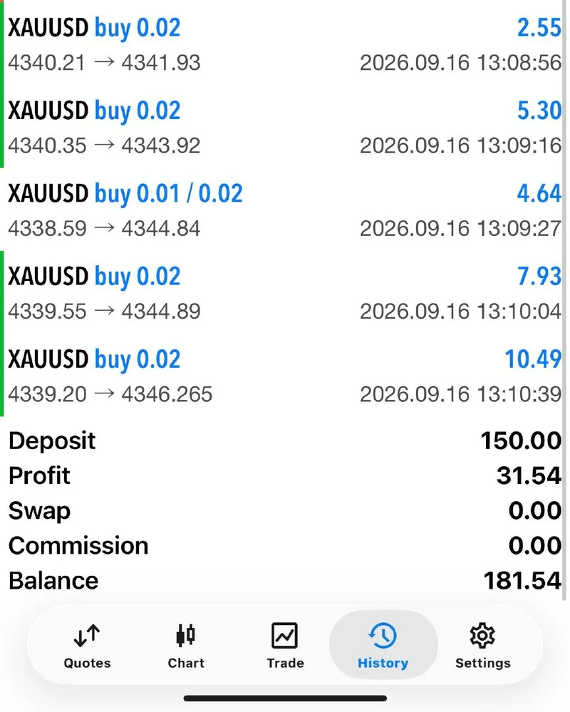 Member history screenshot attached to the four-checkpoint message
