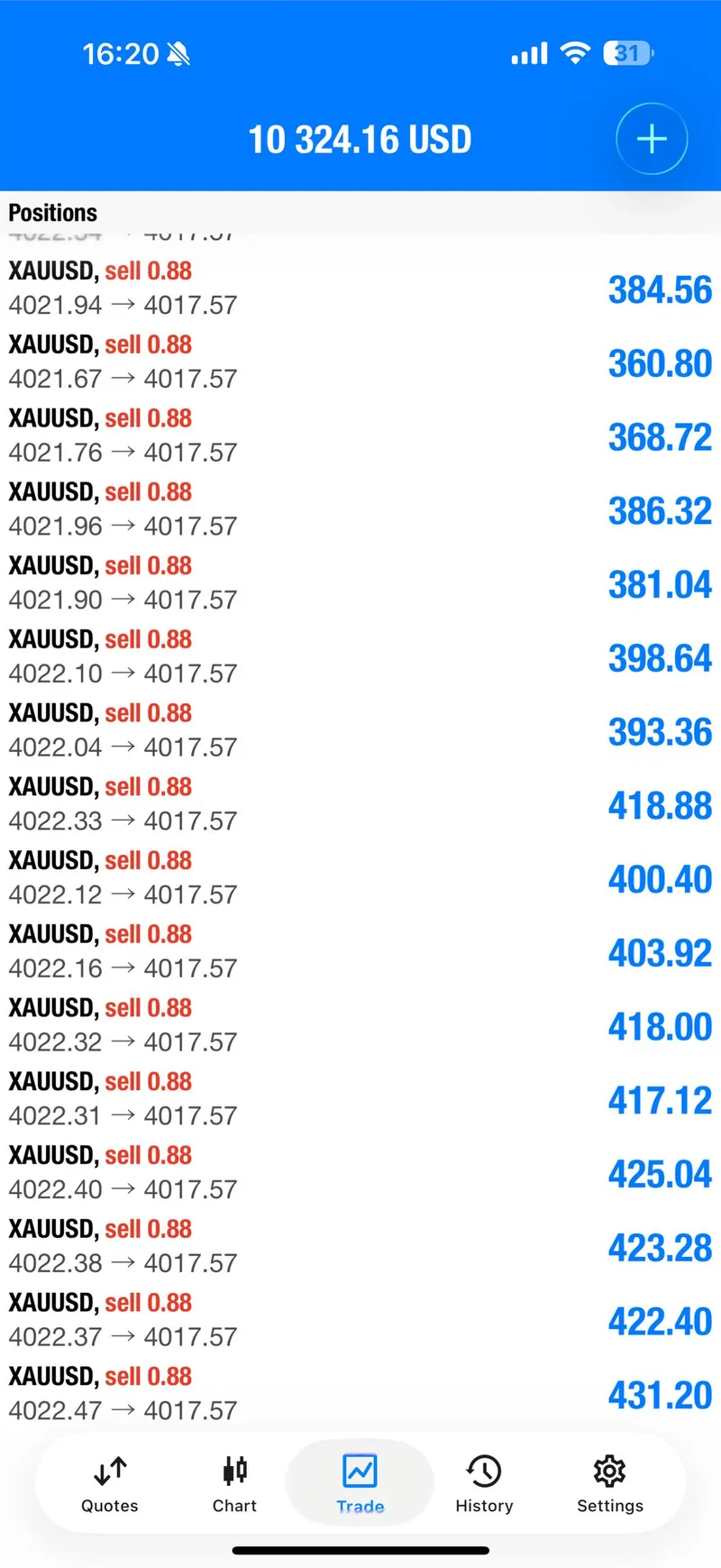 VIP SELL proof screenshot from the July 29 session.