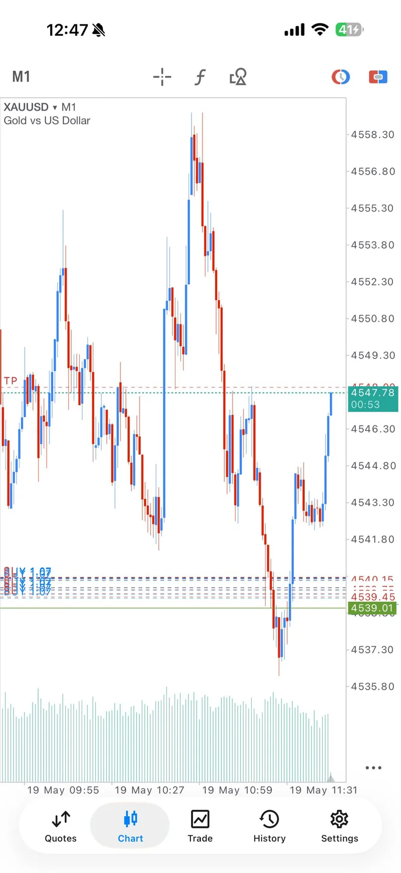 TP4 proof from the May 19 BUY re-entry recovery trade.