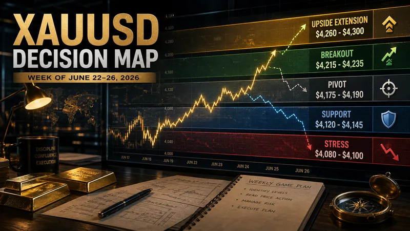 XAUUSD weekly decision zones for June 22-26, 2026