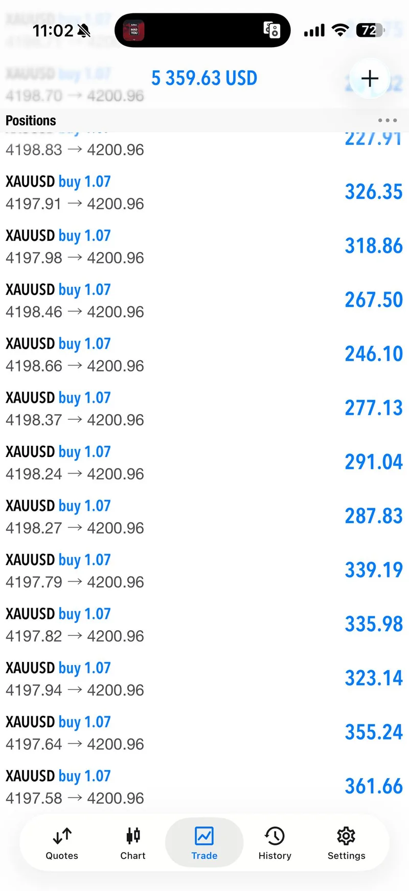 Public proof screenshot for the second BUY progress.