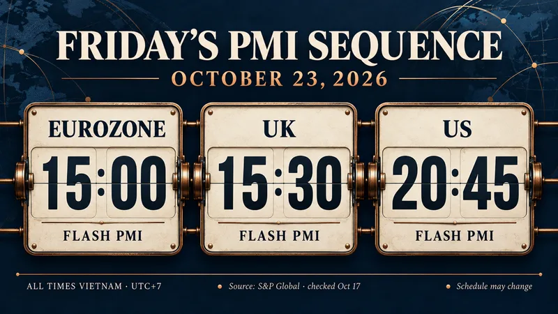 October 23 flash PMI sequence: Eurozone 15:00, UK 15:30 and US 20:45 Vietnam time