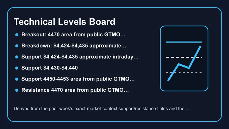Technical levels board for the weekly gold forecast