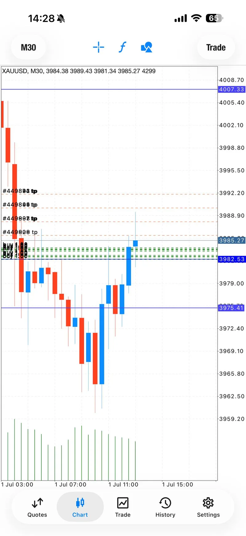 VIP BUY chart proof during the TP1 stage.