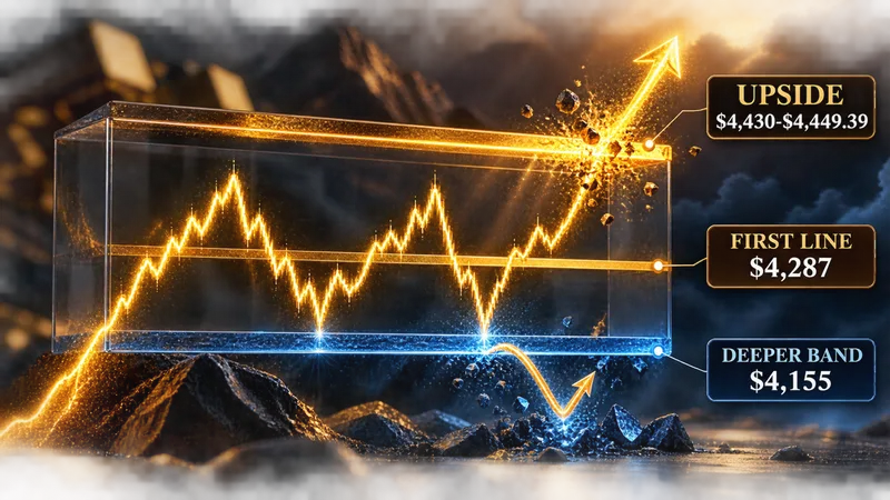 Gold weekly forecast decision map showing upside and downside zones