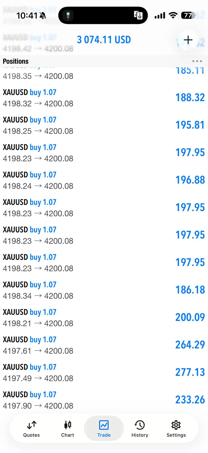 Public proof screenshot for the first BUY progress.