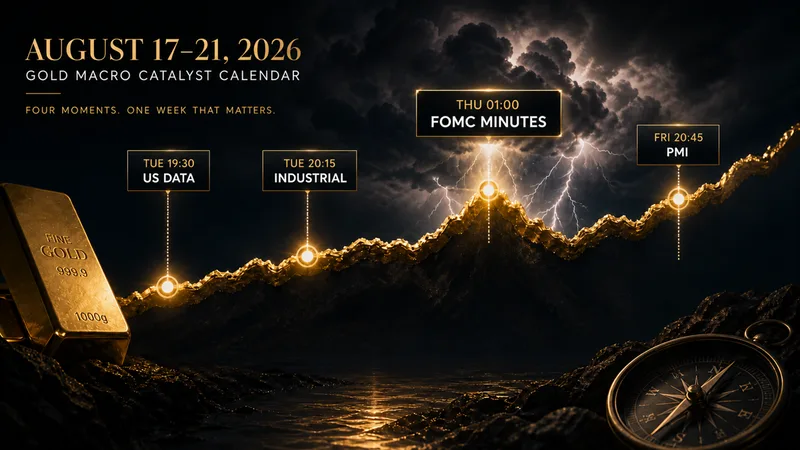 Gold weekly forecast calendar showing FOMC minutes and US data catalysts