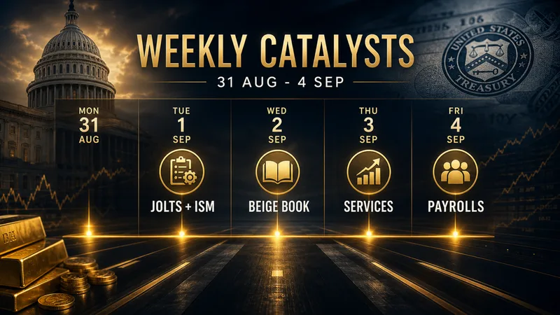 Gold forecast macro catalyst calendar for August 31 to September 4 2026