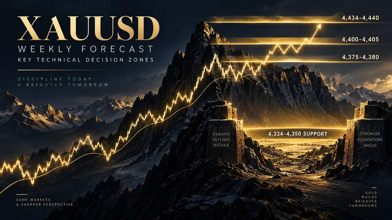 Gold forecast technical decision zones from 4,334 to 4,440