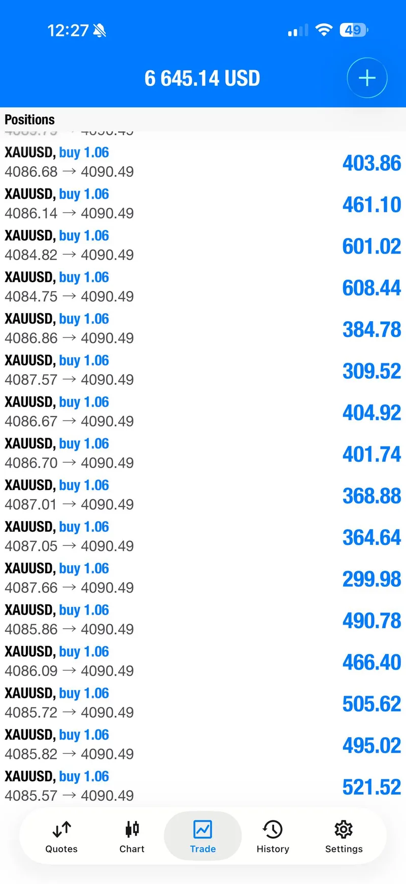 July 8 public proof screenshot showing profit guidance on the BUY sequence.
