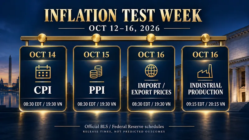 October 12–16 gold catalyst calendar: CPI, PPI, import/export prices and industrial production