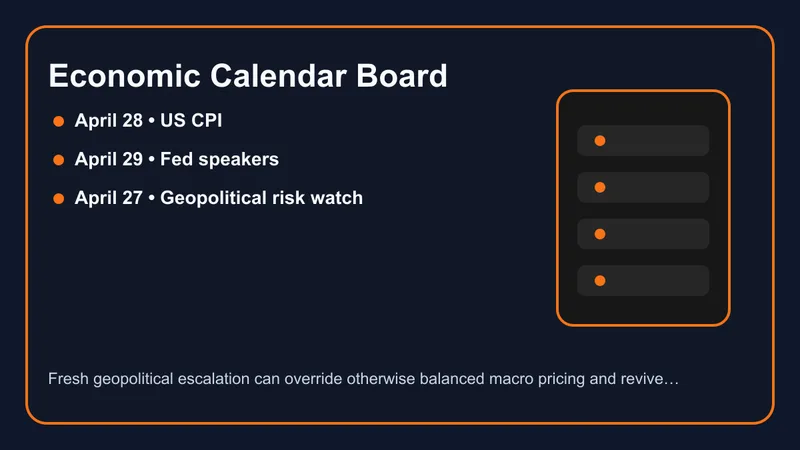 Economic calendar board for the weekly gold forecast