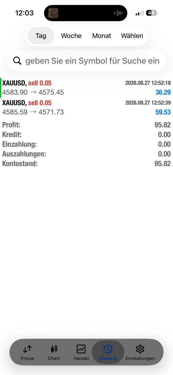 Member XAUUSD result screenshot dated August 27